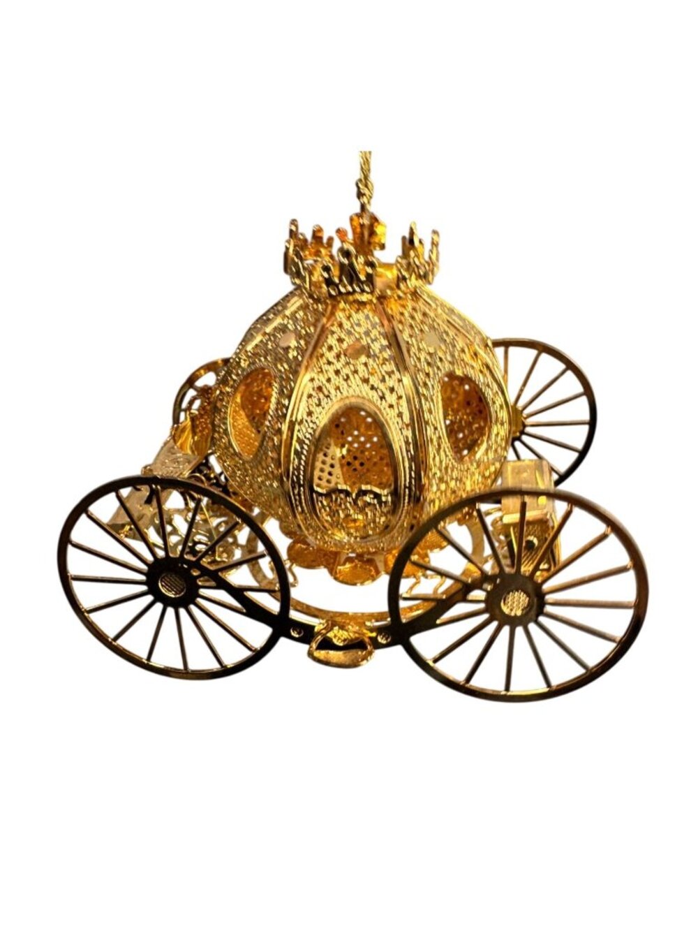 Danbury Mint 1995 Annual Gold Christmas Ornament Fantasy Coach With Box - Picture 6 of 7